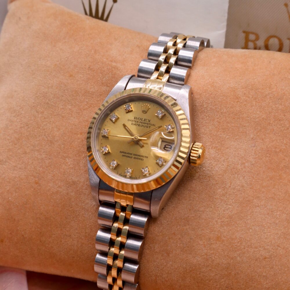Rolex Women's Datejust 26mm Champagne Diamond Dial - 69173